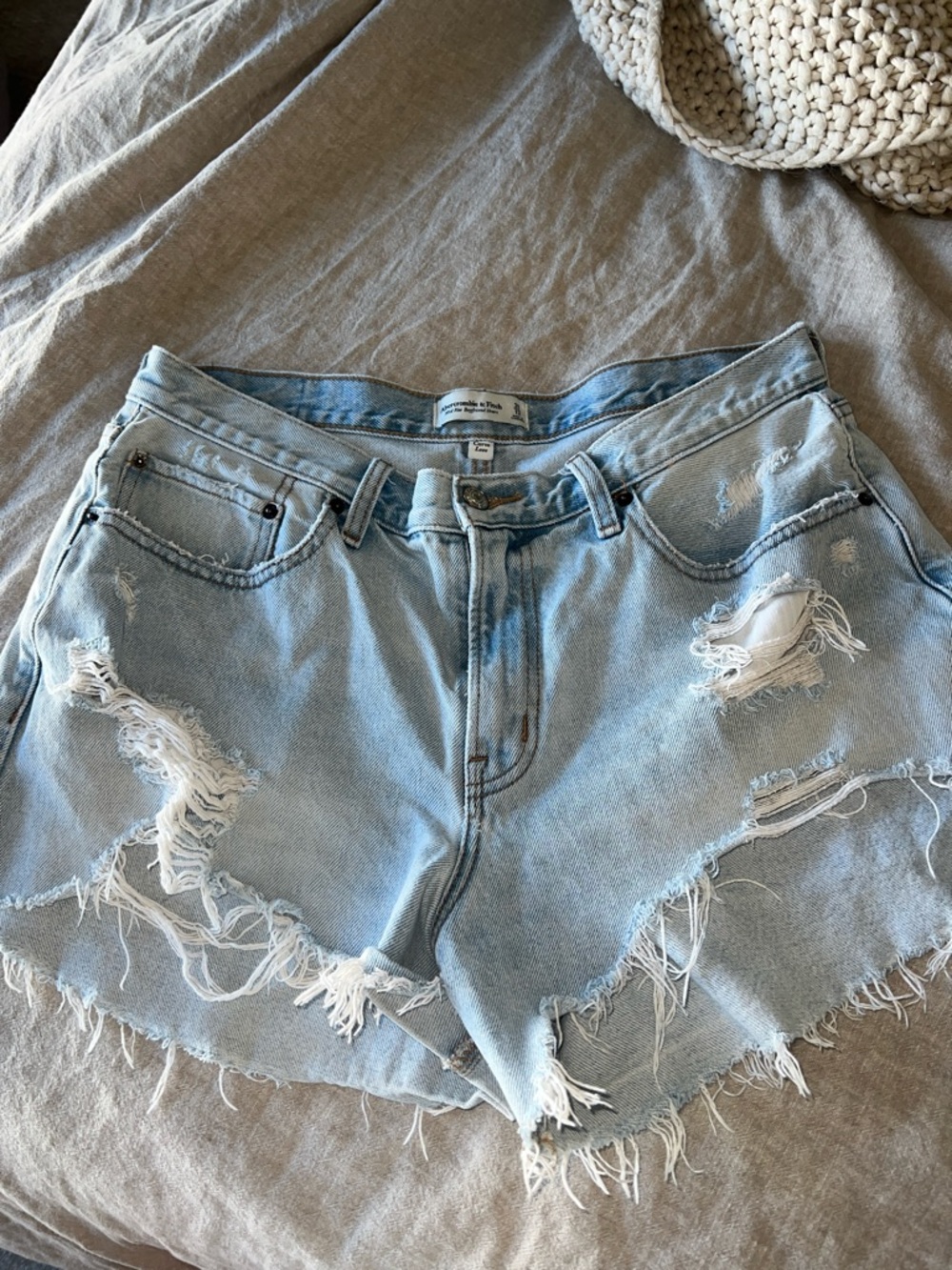 Abercrombie & Fitch Light Blue Distressed Jean Cutoff Shorts